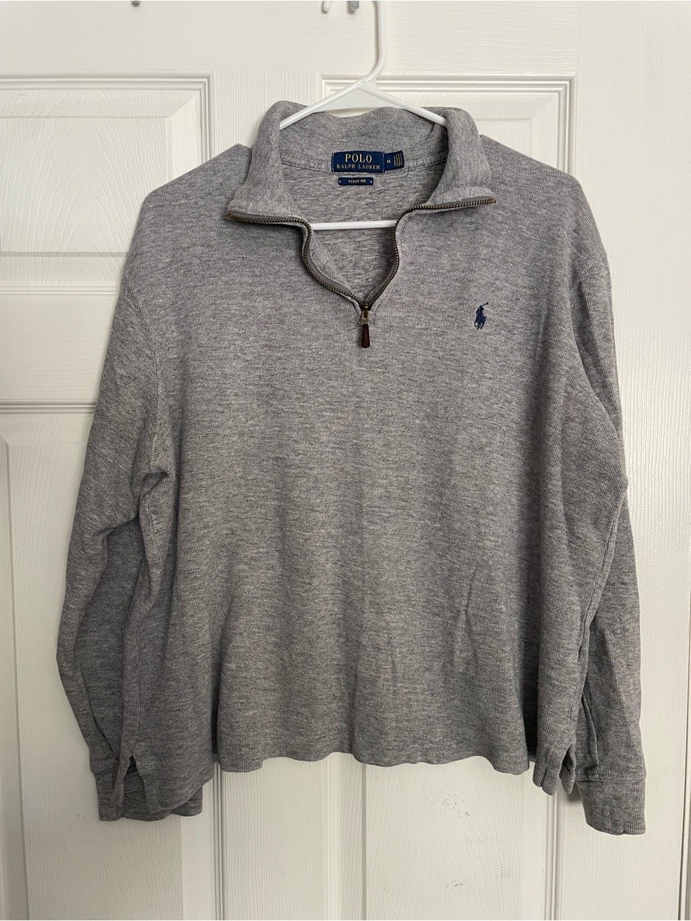 Polo Ralph Lauren Boys size Medium Gray Quarter-Zip Pullover with Navy Pony